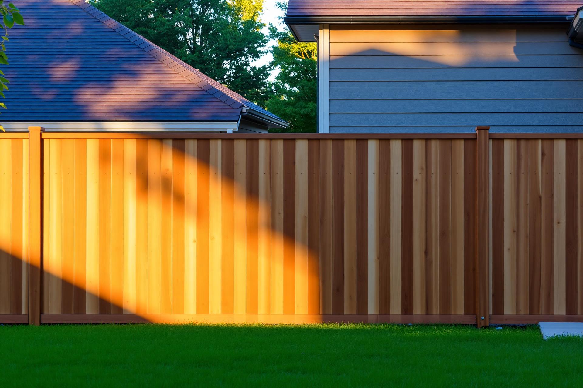 Tall white vinyl privacy fence in a Lodi backyard